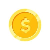 dollar gold coin flat design vector