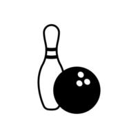 juego de bolos icono de bola y pin de bolos. icono de vectores