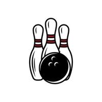 Bowling game. Bowling ball and pin icon. Vector icon.