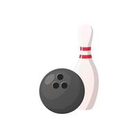 Bowling game. Bowling ball and pin. Vector image.