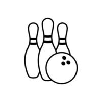 Bowling game. Bowling ball and pin icon. Vector icon.