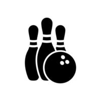 juego de bolos icono de bola y pin de bolos. icono de vectores