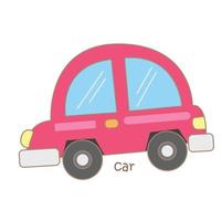 alfabeto c para coche vocabulario ilustración vector clipart