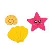 Animal Underwater Starfish Shell Illustration Vector Clipart