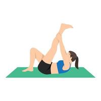 Woman doing Hamstring stretch 4 exercise. Flat vector illustration isolated on white background