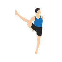 hombre practicando yoga svarga dvijasana, o ave del paraíso. calma profesional y mujer relajada. ilustración vectorial plana aislada sobre fondo blanco vector