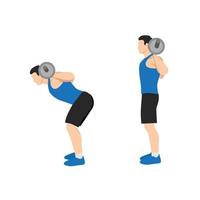 Man doing Barbell good morning exercise for backside workout. Flat vector illustration isolated on white background