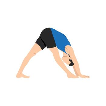 Man doing intense side stretch pose parsvottanasana exercise. Flat vector illustration isolated on white background