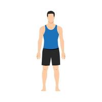 Man doing Tadasana or Mountain Pose. Side View. Flat vector illustration isolated on white background