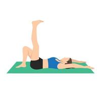 Woman doing hamstring stretch 3 or Etirement ischios exercise. Flat vector illustration isolated on white background