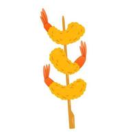 Tempura fried ebi. Shrimp yakitori. Suitable for decoration, sticker, icon, and others. Vector illustration