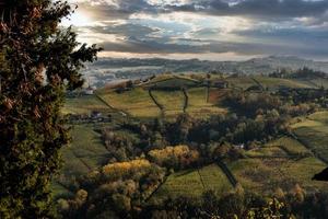 autumn landscapes in the Piedmontese Langhe near Serralunga d'Alba, with the bright colors of the Piedmontese autumn photo