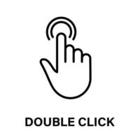 Double Click Gesture of Computer Mouse. Pointer Finger Black Line Icon. Cursor Hand Linear Pictogram. Press Tap Touch Swipe Point Outline Symbol. Editable Stroke. Isolated Vector Illustration.