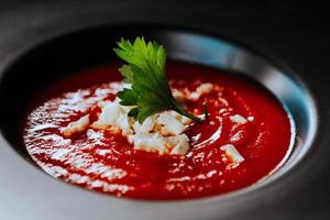 Tomato soup, vegetarian food photo