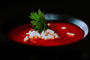 sopa de tomate, comida vegetariana foto