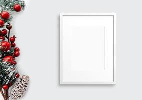 maqueta de marco interior de navidad blanca foto
