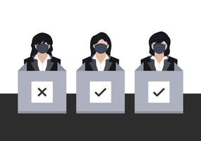 set of human voter at polling station background vector