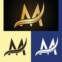 diseño de logotipo de lujo con monograma letra m vector