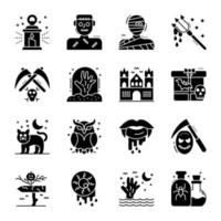 Halloween Party Solid Icons Pack vector