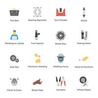 Automobile Repair Services Flat Icons vector