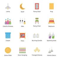 Home Design Flat Icons Set vector