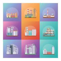 Factory and Power Plant Flat Icons Pack vector