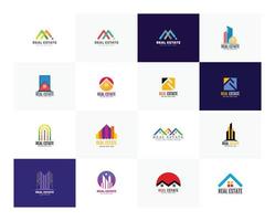colección de paquete de logotipos inmobiliarios vector