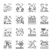 paquete de iconos de paisajes y accidentes geográficos vector