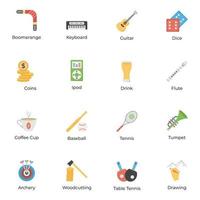 Hobbies and Leisure Flat Icons Pack vector
