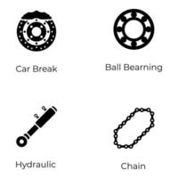 Car Equipment Solid Icons Pack vector