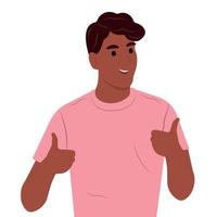 Happy positive man showing gesture. Ok sign and gesture language concept. Flat vector illustration