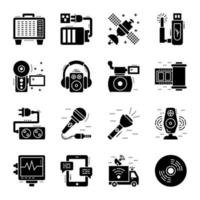 Set of Devices and Appliances Glyph Icons vector