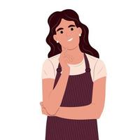 Grocery store employees,small business.Happy positive seller showing gesture. Flat vector illustration