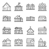 House Designs Line Icons Collection vector