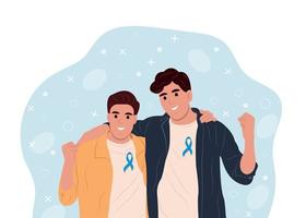 Prostate cancer awareness ribbon with. A mans and a symbol of mens health. Flat vector illustration