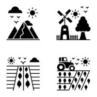 Trendy Nature and Farming Glyph Icons vector