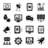 Solid Icons of Digital Money vector