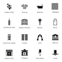 paquete de iconos sólidos de elementos de decoración vector