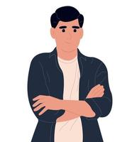 Skeptics think, an insecure person who doubts. Flat vector illustration