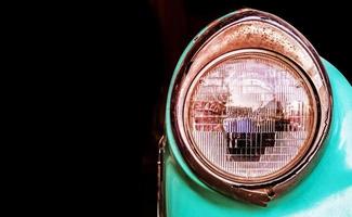 Close up headlamp retro car photo