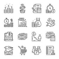 conjunto de iconos de línea de gestión empresarial vector