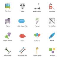 Leisure and Hobbies Flat Icons Pack vector