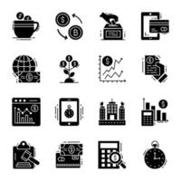 Trendy Finance Management Glyph Icons vector