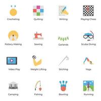Hobbies Flat Icons Pack vector