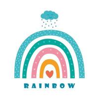 Hand drawn rainbow. Creative Scandinavian kids texture for fabric, wrapping, textile, wallpaper, apparel. Cute kids vector illustration.