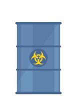 Barrel of biohazard waste. Barrel with biohazard icon on it. Ecology, environmental pollution, waste. Flat style vector illustration.