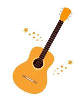 Flat style acoustic guitars isolatedon white. String musical instrument. Classical musical instrument, vector illustration.