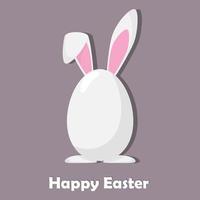 feliz huevo de pascua con orejas de conejo y patas. diseño de tarjeta de Pascua. ilustración vectorial en estilo plano. vector