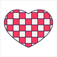 Retro Valentine Day icon heart. Love symbols in the fashionable pop line art style. The figure of a heart in soft pink, red and coral color. Vector illustration isolated.