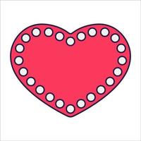 Retro Valentine Day icon heart. Love symbols in the fashionable pop line art style. The figure of a heart in soft pink, red and coral color. Vector illustration isolated.